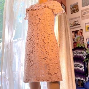 Burberry Heather Pink Embroidered Lace Overlay Dress US size 2